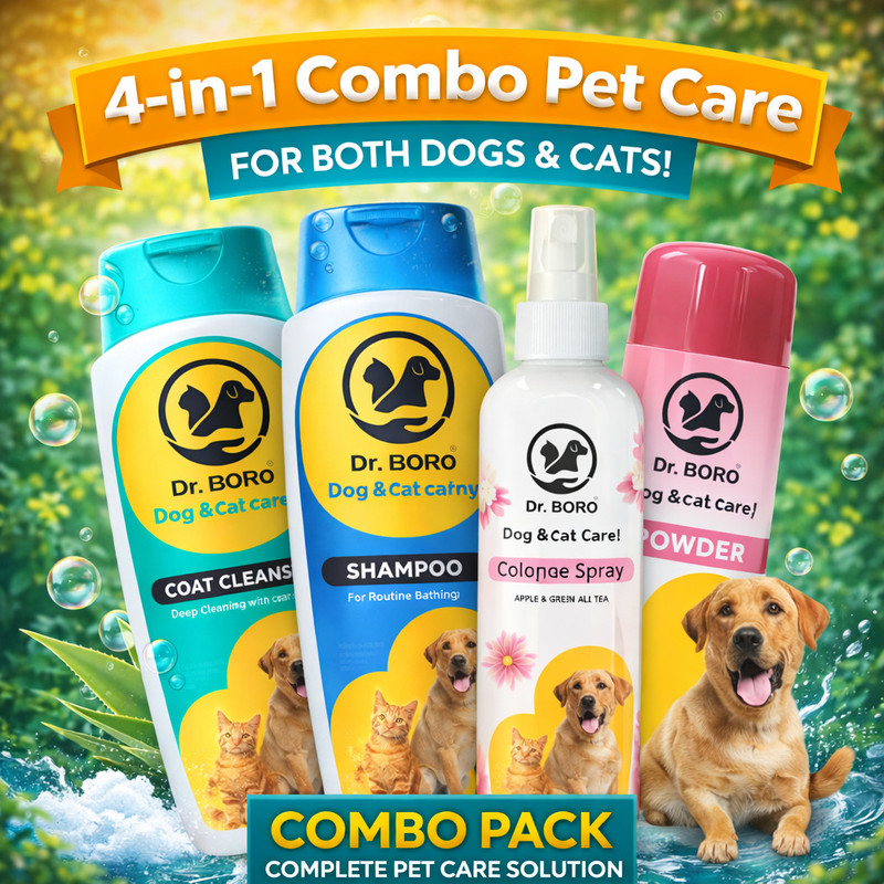 DR. Boro (Combo 4) Allergy Relief, Conditioning, Anti-fungal, Anti-microbial Pet Care 650 ml Pet Coat Cleanser(Suitable For Cat, Dog)