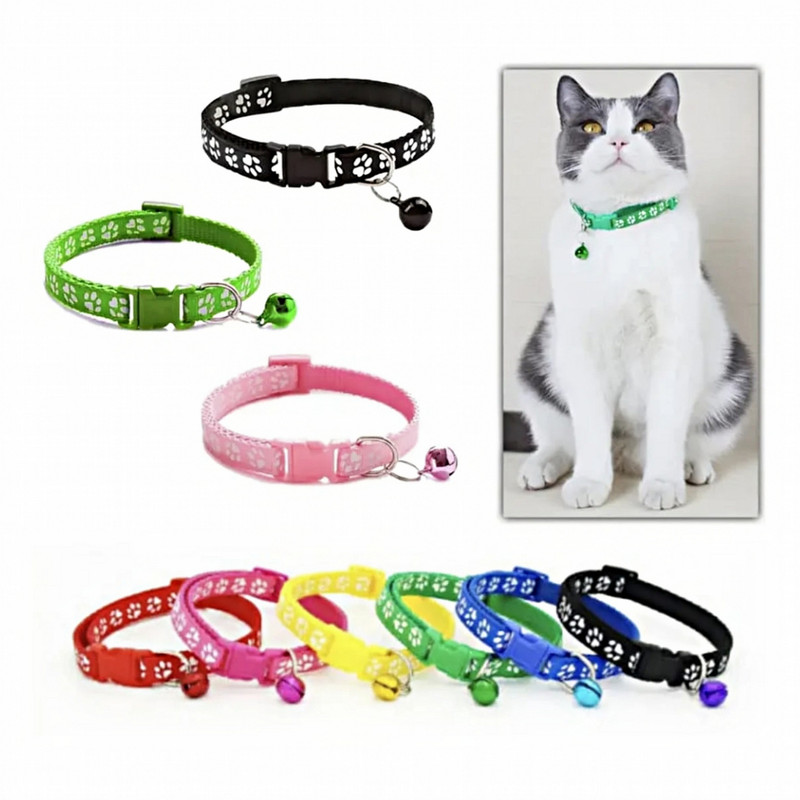 AomniStore 3pcs Small Dog & Cat Paw Print 10mm Collar Necktie adjustable belt (Multicolor) Bell Dog & Cat Collar Charm(Multicolor, Paw)