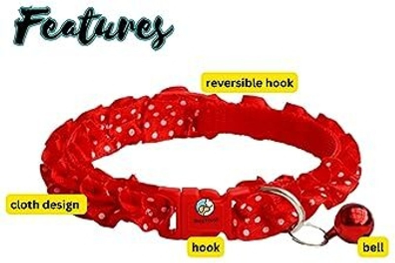Pet Guard Cute Ribbon Tie with Bell, Safety Identification Collars Bell Dog Collar Charm(Red, Round)
