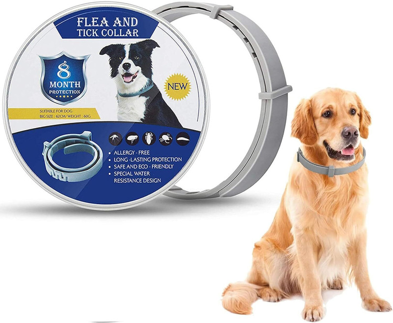 Naman Enterprises Flea and Tick Collar - 8 Month Protection Adjustable Waterproof Collar Plain Dog & Cat Collar Charm(Grey, Round)