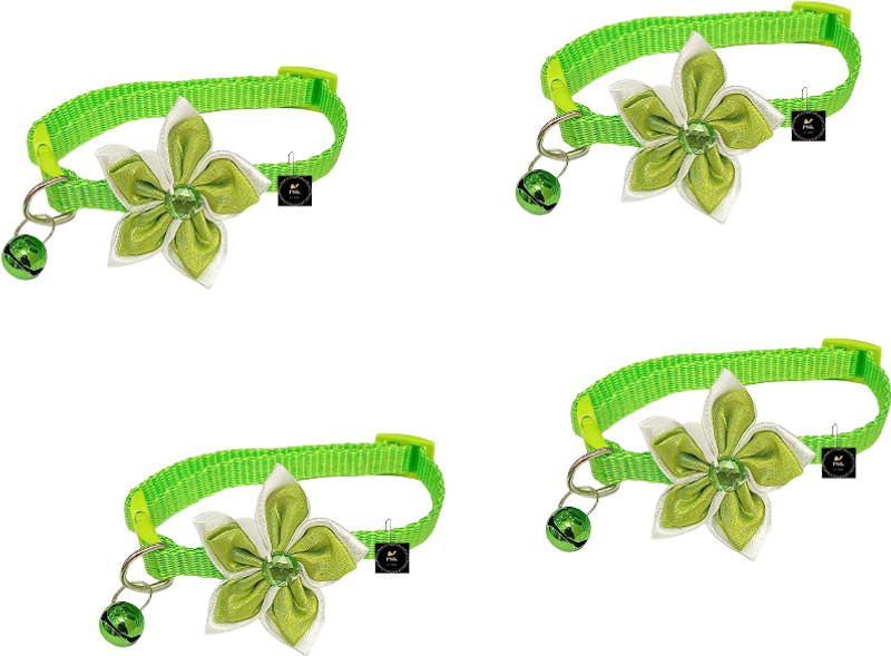 PSK PET MART Pets Flower Design Cute Collar Pack of 4 Bell Dog & Cat Collar Charm(Green, Round)