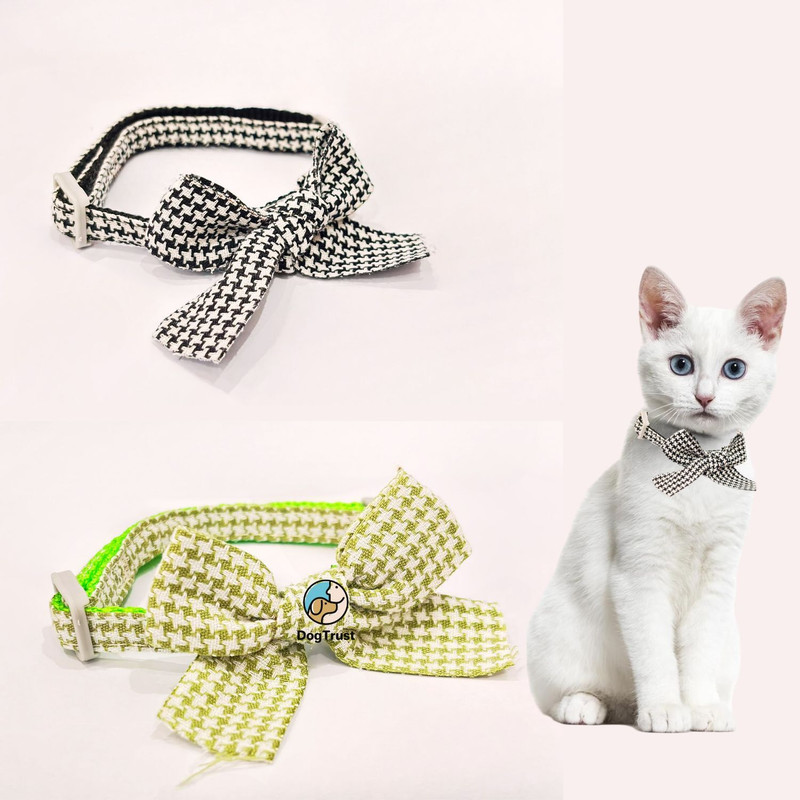 DogTrust Bow Tie with Strap for Cats Bell Dog & Cat Collar Charm(Pink, Round)