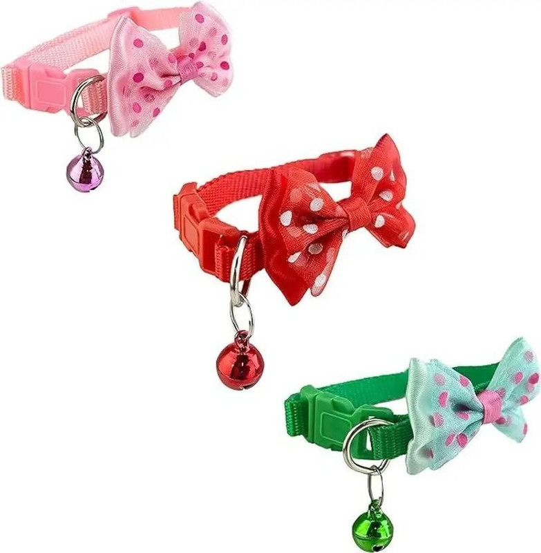 Woffyplanet Adjustable Printed Collar for Dogs & Cats – 10mm Multi-Color (pack of 2) Bell Dog & Cat Collar Charm(Multicolor, Round)