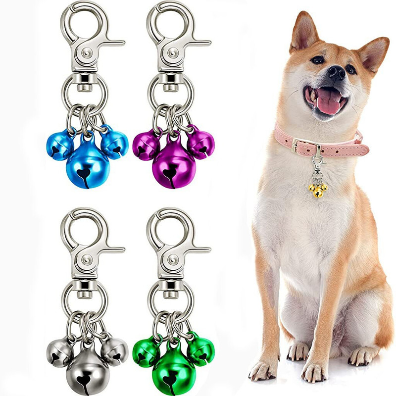 Qpets 4 Pieces Pet Bells for Collars Loud Dog Bells Key Rings Dog Bell Collar Charm Bell Dog & Cat Collar Charm(Multicolor, Round)