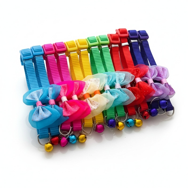 PETTLE POP Adjustable Pet Collar with Bow & Bell for Cats and Small Dogs Bell Dog & Cat Collar Charm(Multicolor, Butterfly)