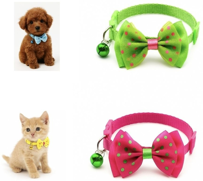 AomniStore 2pcs Cute Adjustable Bow-tie with Bell for Cats & Puppies Embellished Dog & Cat Collar Charm(Multicolor, Other)