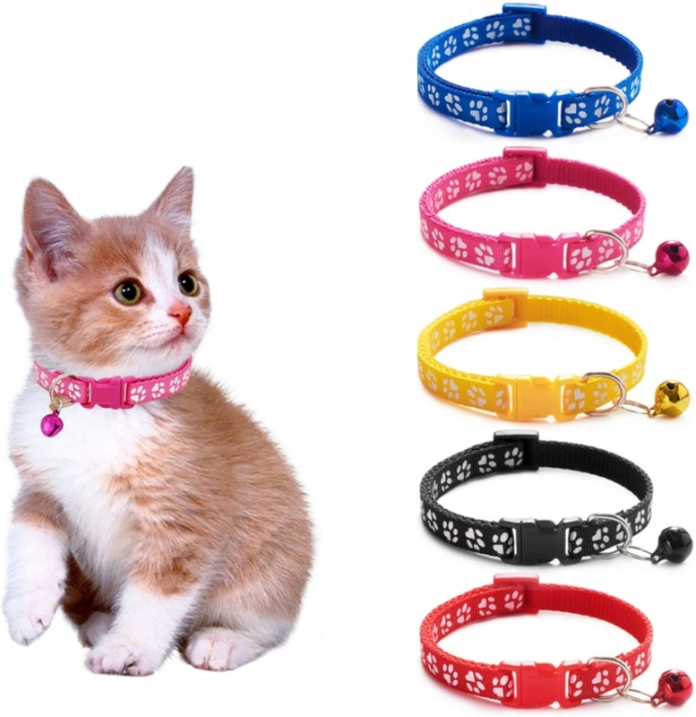 AomniStore 2Pcs Small Pet Colorful Belts With Sound Bell Necktie Collar for Cat & Puppies Embellished Dog & Cat Collar Charm(Multicolor, Round)