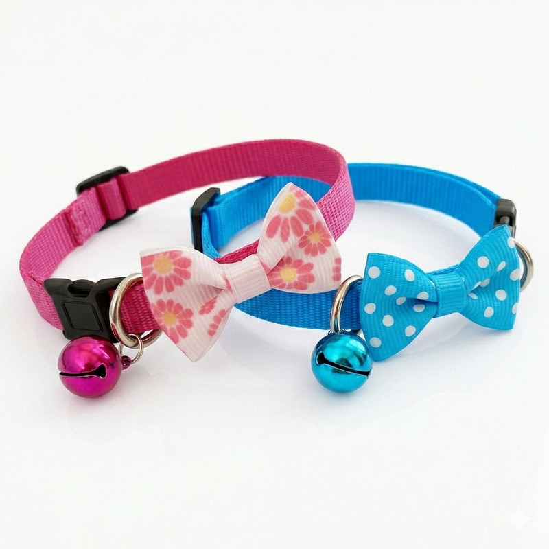 KYC Pack of 2 - (Pink & Blue) Cat and dog Breakaway collars Bell Dog & Cat Collar Charm(Multicolor, Round)