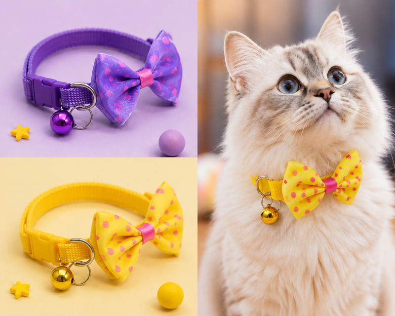 Woffyplanet Adjustable Printed Collar for Dogs & Cats – 10mm Multi-Color (pack of 2) Bell Dog & Cat Collar Charm(Multicolor, Round)