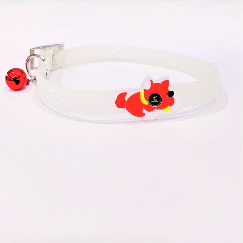 PSK PET MART The-Dark Reflective Pet Dog Collar with Bell, Adjustable Cartoon Rubber Bell Dog & Cat Collar Charm(Multicolor, Round)