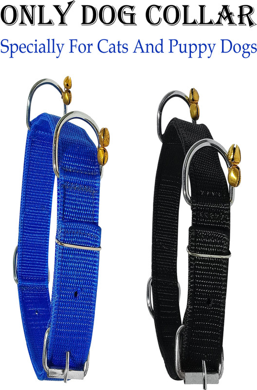 WROSHLER ADJUSTABLE NYLON 1/2 INCH PUPPY DOGS & CATS COLLAR {SET OF 2} Bell Dog & Cat Collar Charm(Red, Yellow, Solid)
