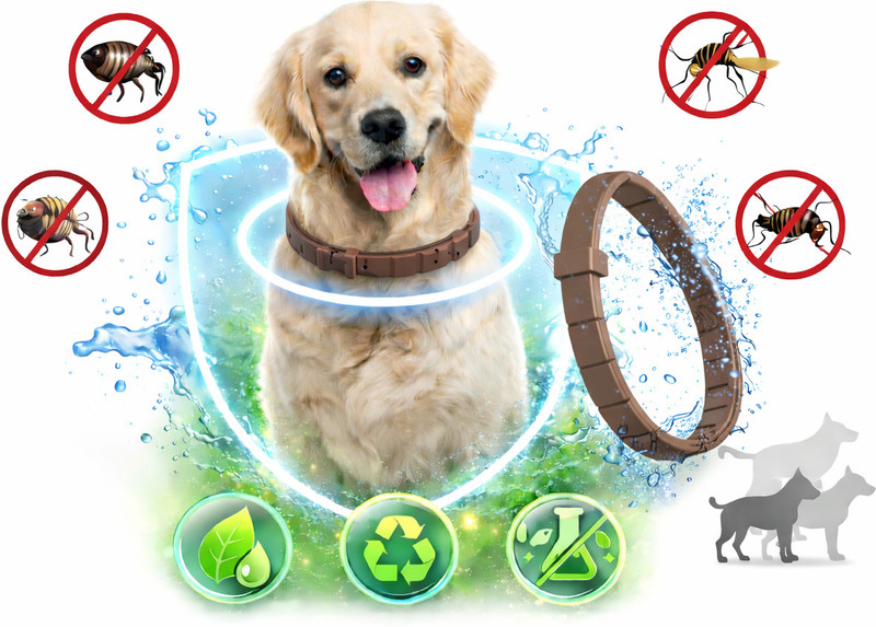 HUCHA Flea & Tick Collar | Tick Remover Collar for Plain Dog & Cat Collar Charm(Brown, Round)
