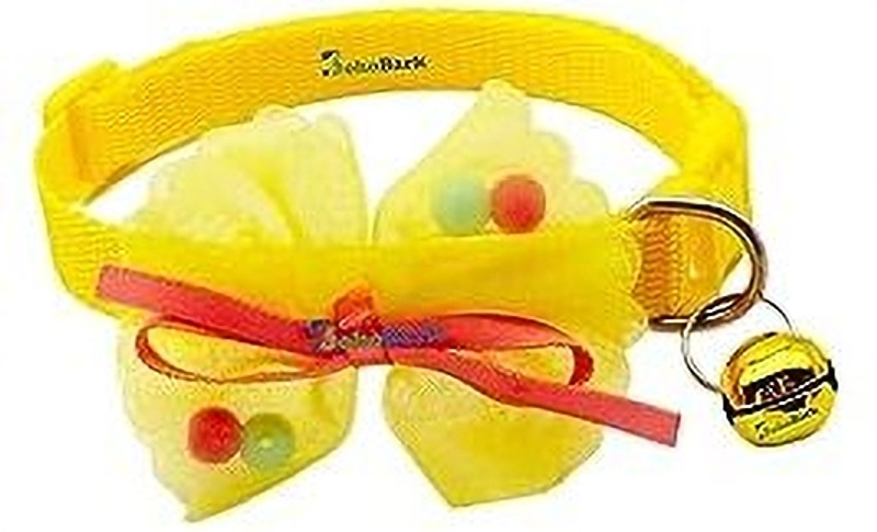 Pet Guard Puppy Training Collar Webbing Bell Dog Collar Charm(Yellow, Butterfly)