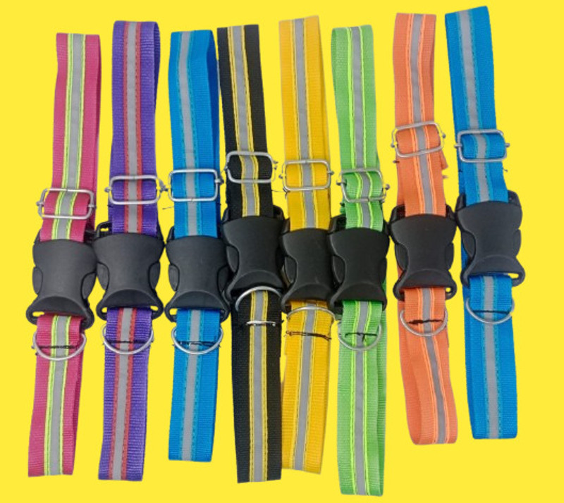Yucky Radium reflective Street Dog belt pack 5 Adjustable Free Size color may very Plain Dog Collar Charm(Mix Color, Round)