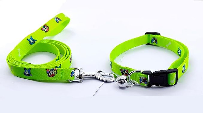 enterkrishana Dog Collar Set Puppy Printed with Bell Embellished Dog & Cat Collar Charm(Multicolor, Other)