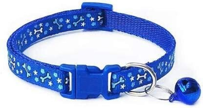 Pet Guard Best bone print nylon collar cut design Bell Dog & Cat Collar Charm(Blue, Round)