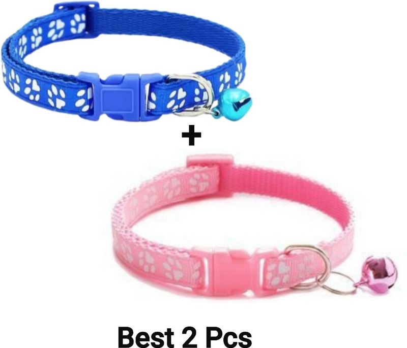 chullbull pet products 2PCS Breakaway Cat Collar -Cat Collar with Bell Kitten Collars Bell Dog & Cat Collar Charm(Pink, Blue, Multicolor, Round)