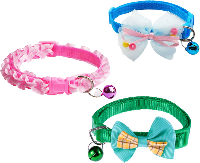 Pet Guard Pet Collar Bow Tie & cat Cute Personalized Breathable Puppy Collar Dog 3 Pcs Bell Dog & Cat Collar Charm(Multicolor, Round)