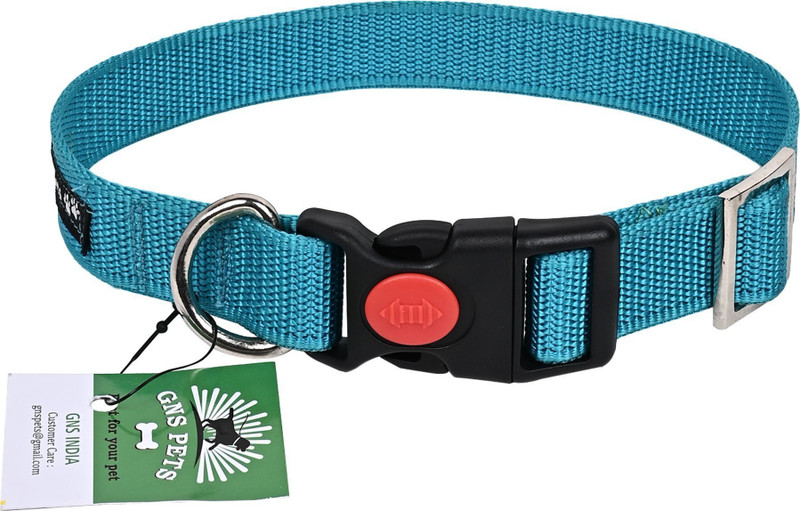 GNS PETS Adjustable Nylon Dog Collar Safety Lock & Metal D-Ring for Small, Medium & Large Plain Dog Collar Charm(Black, Rectangle)