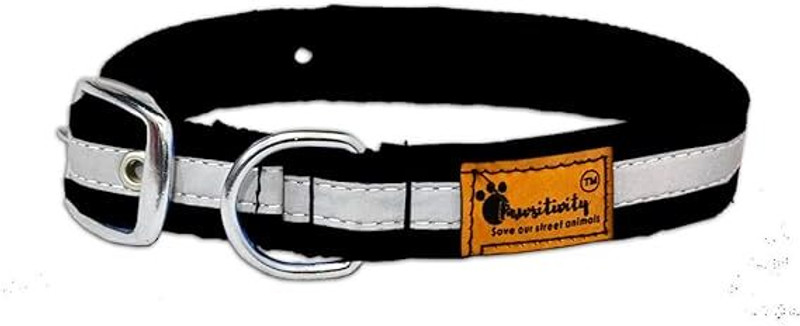 pawsitivity QR Code Enabled Reflective Adjustable, Durable, Quick-Dry Dog Collar Plain Dog Collar Charm(Black, Round)