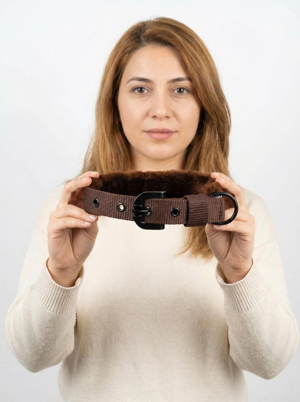 Yucky Belt Patta Collars Adjustable for Sheep Goat Small Plain Dog Collar Charm(Brown, Rectangle)