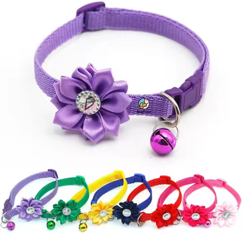 PSK PET MART Adjustable Safety Flower Bow tie with Bell Collar for Puppy and Cats (Pack of 2) Bell Dog & Cat Collar Charm(Multicolor, Round)