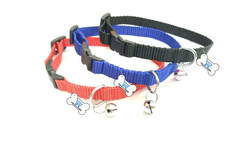 THE DDS STORE 3.Pcs Dog & Cat 10mm Cute Nylon Adjustable Collar with Bell for Small Medium Dog Plain Dog & Cat Collar Charm(Multicolor, Rectangle)