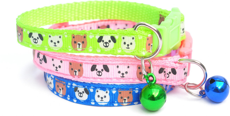 KYC Printed Cat collar for cat and small dog Bell Cat Collar Charm(Green, Pink, Blue, Round)