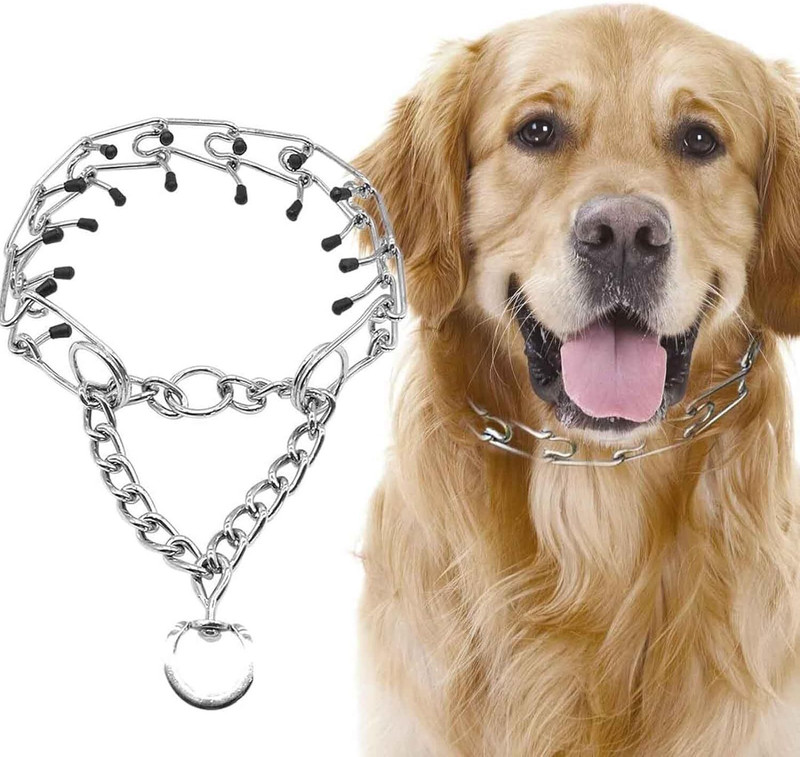 Pet Guard Dogs, Quick Release Martingale Collar with Stainless Steel Links Embellished Dog Collar Charm(Silver, Solid)