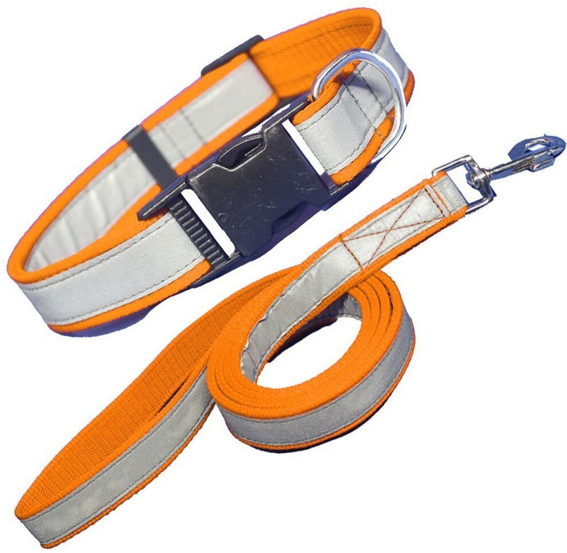 FOREVER 99 Reflective Adjustable Collar for Medium Large Dogs Nylon Tactical pack 3 Plain Dog Collar Charm(Orange, Round)