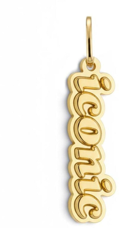 Miyo Migo Dog Tag Pendant "Iconic" Gold Script Vertical Nameplate Alphabet Engraved Dog Collar Charm(Gold, Rectangle)