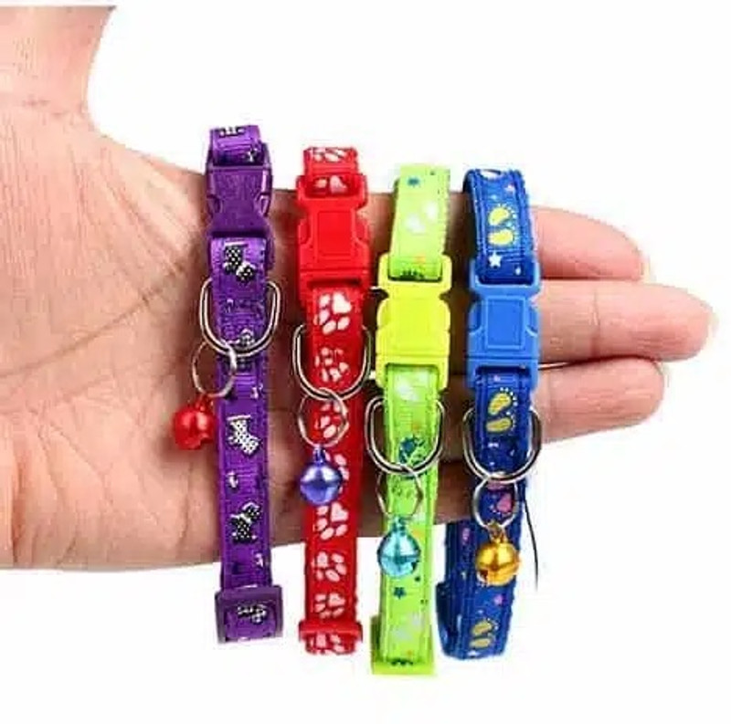 DOSAN Cat Collar Belt WIth Bell Printed Nylon Cat , Puppy and rabbit Collar Charm Bell Dog & Cat Collar Charm(Multicolor, Round)