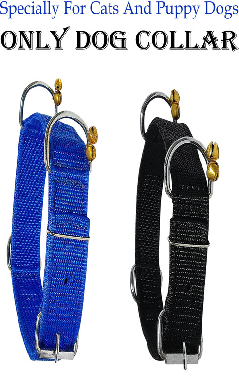 WROSHLER ADJUSTABLE NYLON 1/2 INCH PUPPY DOGS & CATS COLLAR {SET OF 2} Bell Dog & Cat Collar Charm(Red, Yellow, Solid)