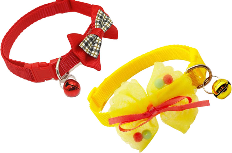 Pet Guard Combo Pack of Cat and Dog Collar Bell Dog & Cat Collar Charm(Yellow, Red, Round)