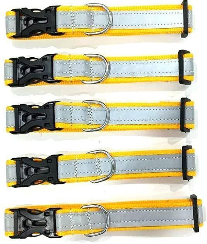 Aftra Reflective Stray Dog 5 Pcs for collar Plain Dog Collar Charm(Yellow, Solid)