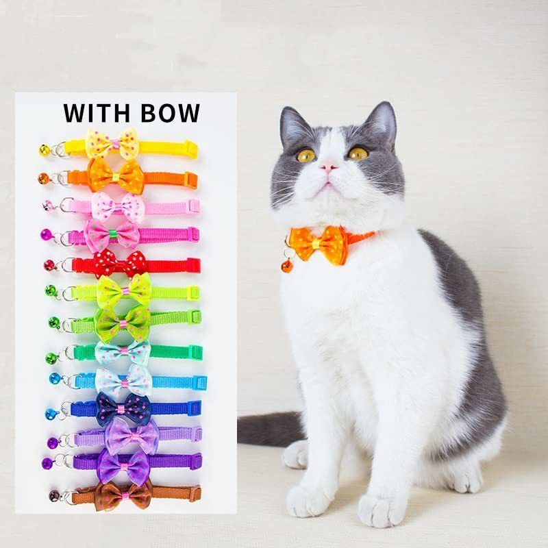 DogTrust Cat Collars with Bow Tie and Bell Adjustable Kitten Cat Combo of 2 Bell Dog & Cat Collar Charm(Multicolor, Round)