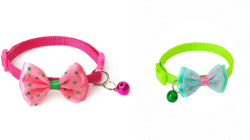 KYC Pack of 2 - Cat and Dog Breakaway Collars With Bell Cat Collar Charm(Red, Pink, Round)