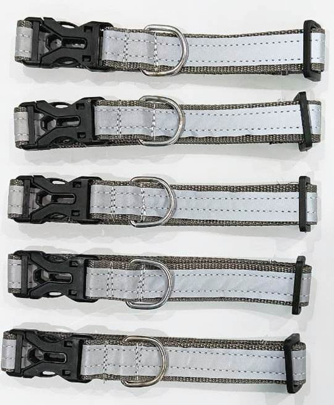 Rexalt Dog & Cat Everyday Collar(35 - 50 cm, Reflective Dogs Collars (Gray colour) - (Pack of 5))