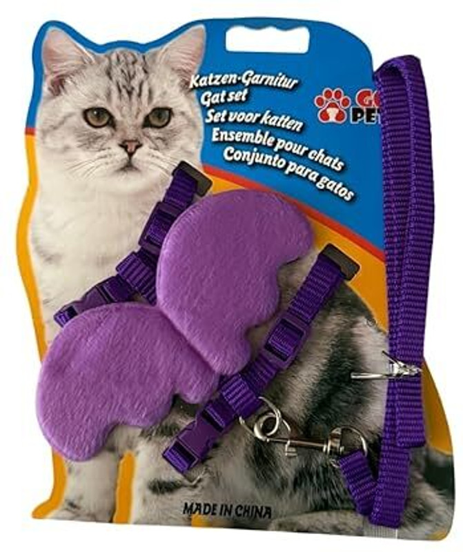 HEALING LEAF Soft Wing Harness with Leash, Escape Proof, Ultra-Light Weight Cat Harness & Leash(Medium, Purple)