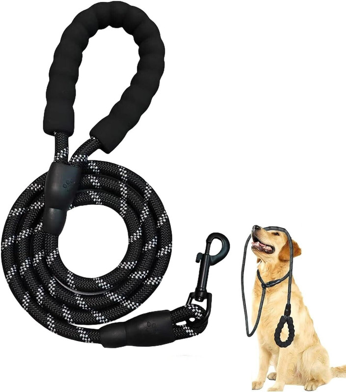 Jexix Highly Reflective Heavy Duty Dog Leash-Black Dog & Cat Leash(Medium, Black)