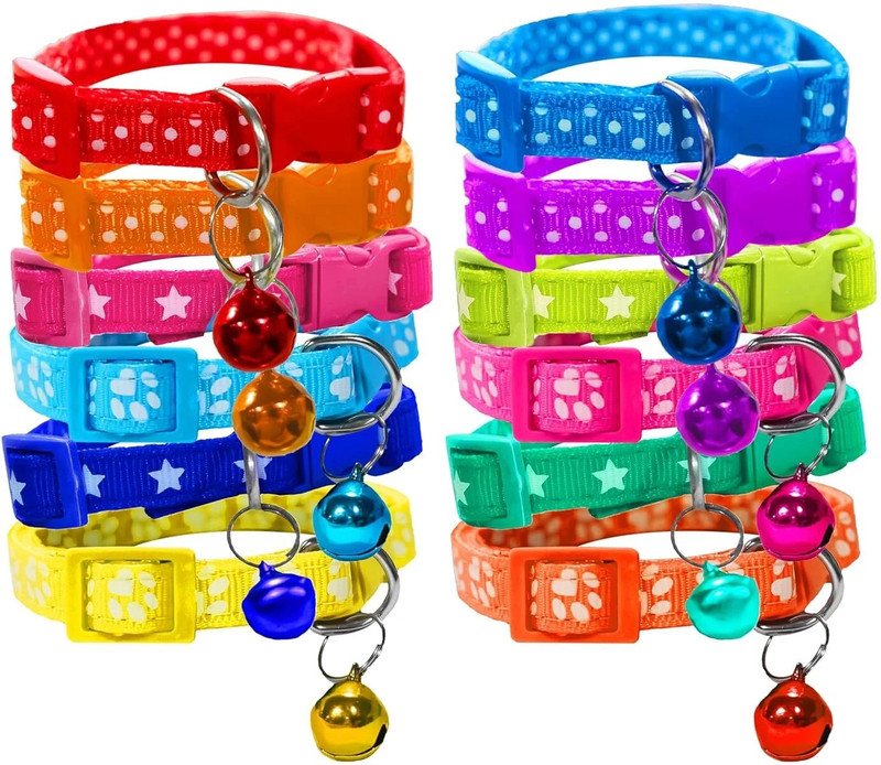 chullbull pet products 4 Pcs Perfect Plain Cat Collar for Indoor & Outdoor Use Cat Break Away Collar(Small, Multicolor)