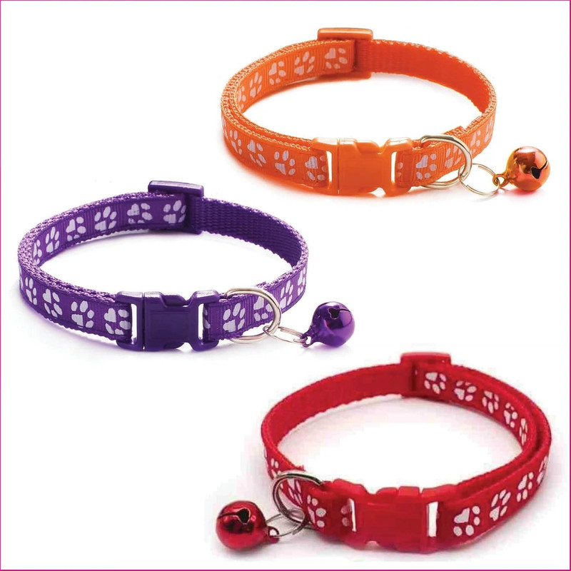 tore Smni oA Set of 3pcs pet 10mm belt neck collar with bell neck strap for cats and puppies Dog & Cat Everyday Collar(Small, Multicolour)