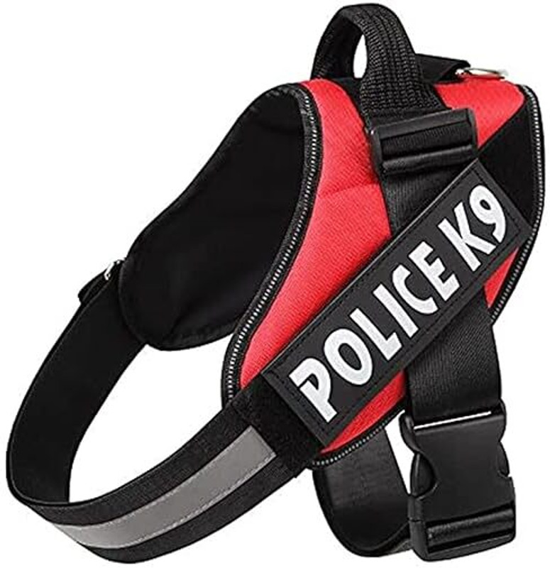 GARUDA SUNRISE Dog K9 Police Harness Vest & Hook And Loop Straps and Handle Adjustable Dog & Cat Standard Harness(Small, RED)