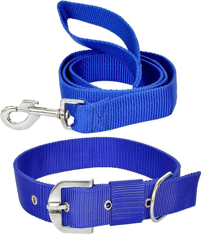 Hundur Store Neck Collar Belt and Leash Set Waterproof for All Breeds Dog Collar & Leash(Extra Large, Blue)