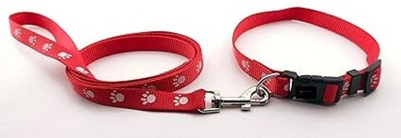 Winsky Soft Nylon Dog Collar & Leash Set Dog & Cat Collar & Leash(Medium, Multicolor)