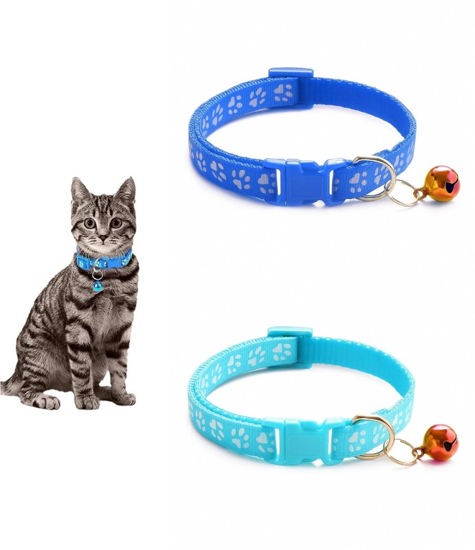 AomniStore Breakway 2Pcs 10mm Cute Cat Collar Pet Collar Belt with Bell for Cats & Puppies Dog & Cat Everyday Collar(Small, Multicolour)