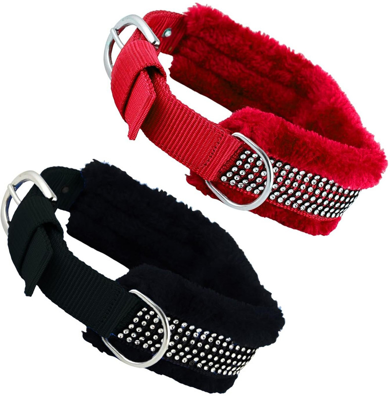 Petzoto Dog Neck Belt Comfy Soft Fur Padded Collar (M, Recommended for 14-23KG Pet) Dog Everyday Collar(Medium, Black)