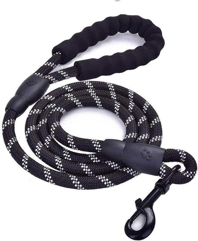 SOKT Dog Leash Lead, Heavy Duty 12mm x 4 FT Comfortable Strong Rope Slip Leash Black 120 cm Dog Cord Leash(Black)