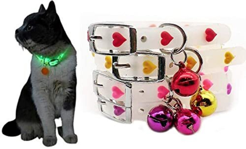 AKEnnterprises Dog Rubber Silicone Cat Collar with Bell Puppy Collar Training Collar-1 Pcs Dog & Cat Everyday Collar(Small, MultiColor)