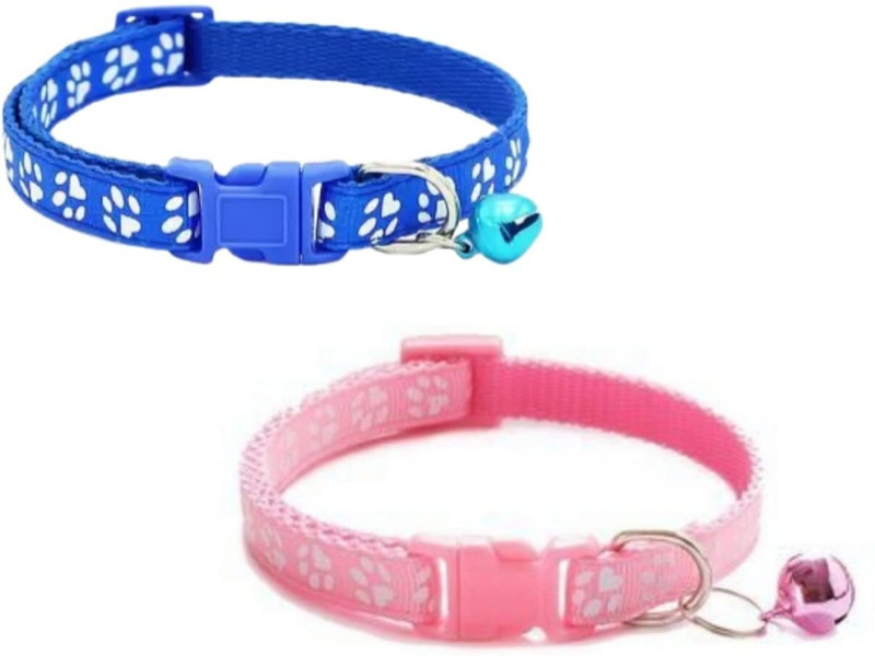 DCM PET MART Cat Collars Belt Paw Print Nylon (Random Color, Pack of 1 Pc) Dog & Cat Everyday Collar(Small, Multicolor)